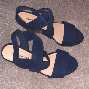 blue strappy wedges